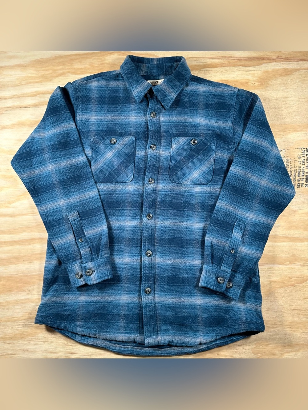 Blue Plaid Long-Sleeve Button-Up Shirt